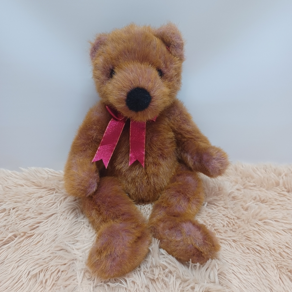 TY Classic 1999 Taffybeary Teddy Bear Brown Purple Highlights Plush Stuffed Toy